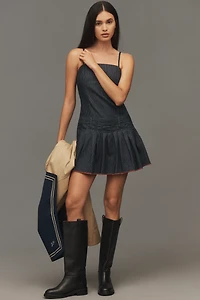 Pilcro Sleeveless Pleated Denim Romper