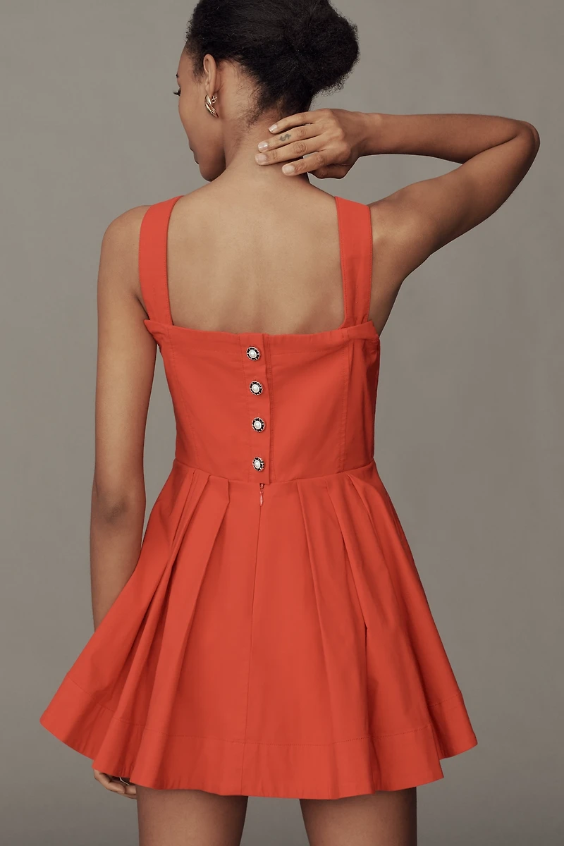 Maeve Square-Neck Fit-and-Flare Romper