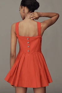 Maeve Square-Neck Fit-and-Flare Romper