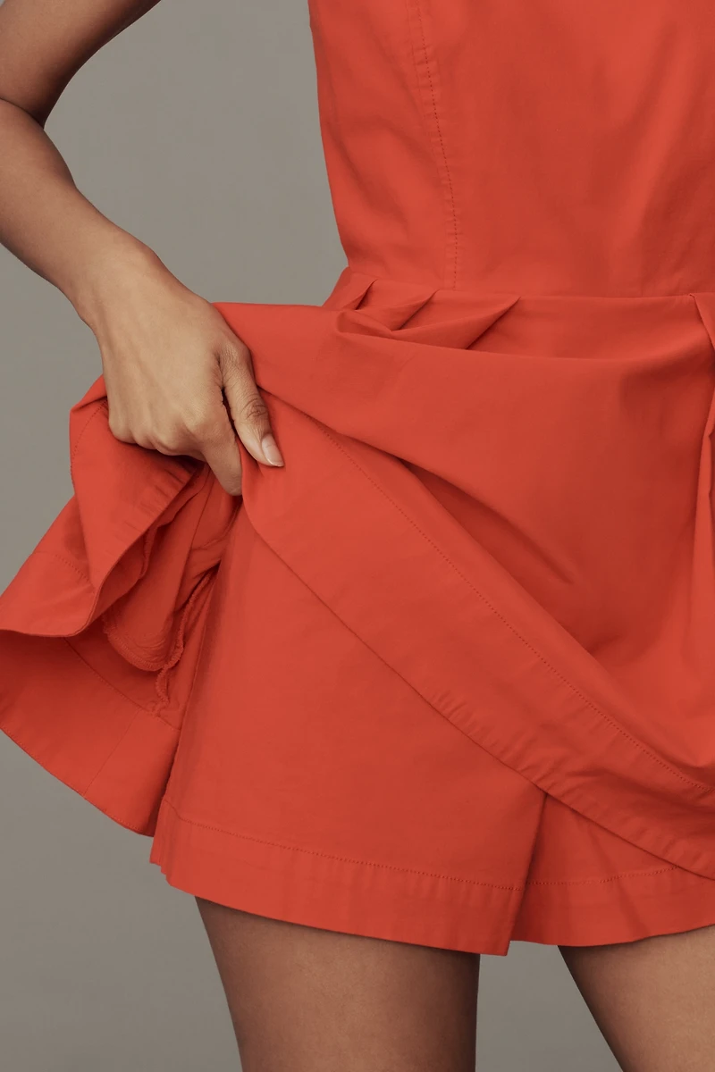 Maeve Square-Neck Fit-and-Flare Romper