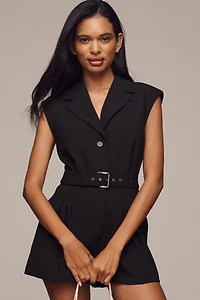 By Anthropologie Sleeveless Belted Romper