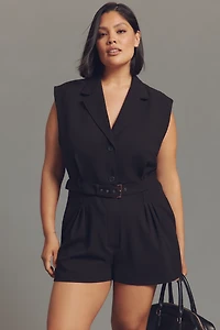By Anthropologie Sleeveless Belted Romper