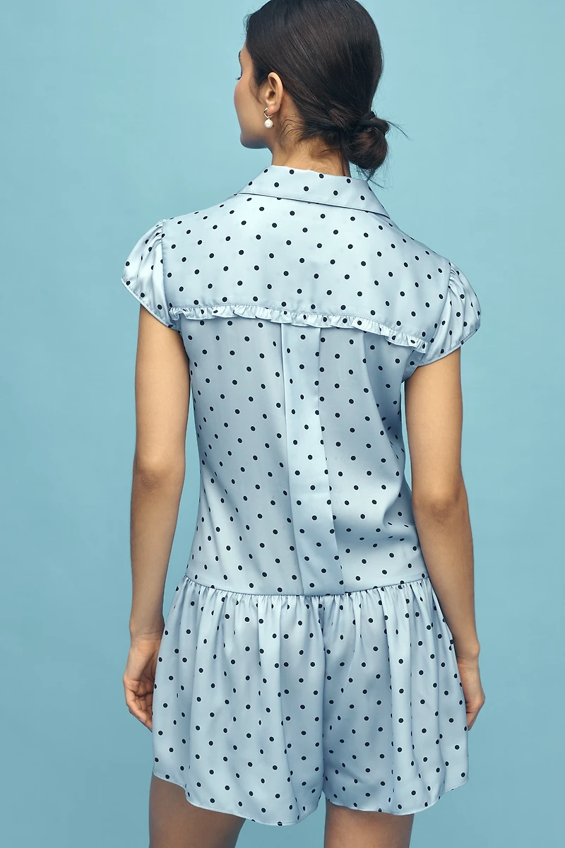 Maeve Cap-Sleeve Button-Front Romper