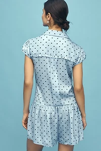 Maeve Cap-Sleeve Button-Front Romper