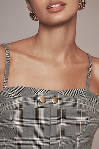 Maeve Strapless Plaid Romper