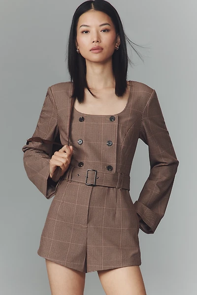 By Anthropologie Long-Sleeve Blazer Romper