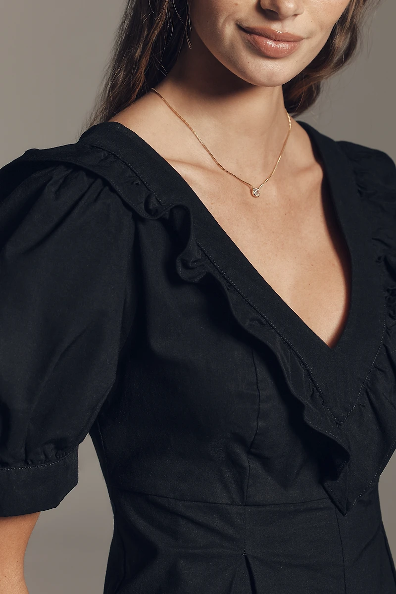 Maeve Puff-Sleeve Babydoll Romper