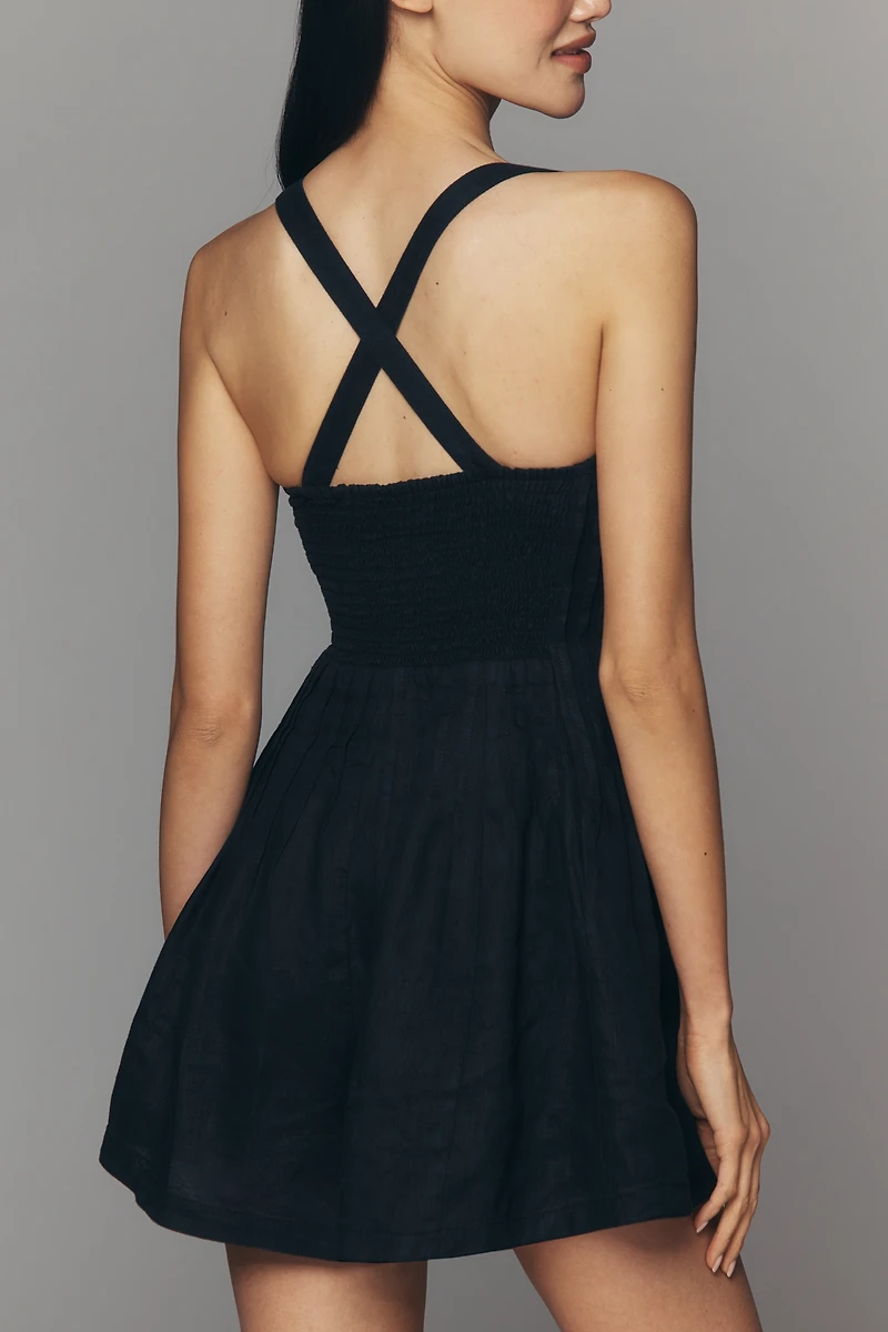 By Anthropologie Linen Pintuck Romper