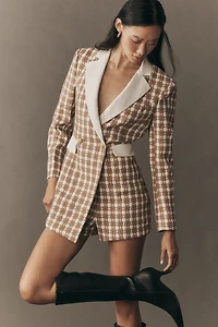 Endless Rose Long-Sleeve Tweed Blazer Romper