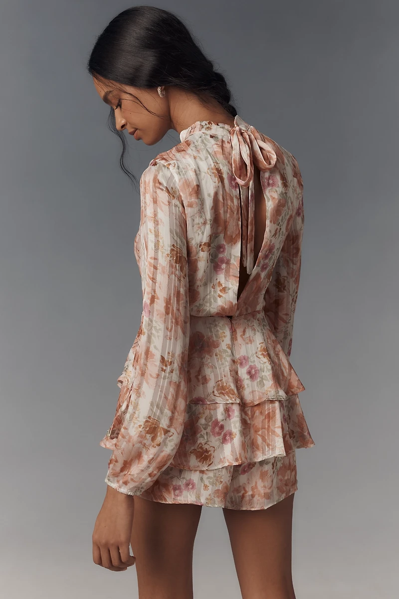 Endless Rose Tiered Mock-Neck Long-Sleeve Romper