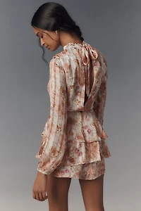 Endless Rose Tiered Mock-Neck Long-Sleeve Romper