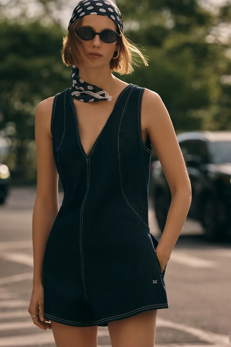 Maeve Sleeveless Denim Romper