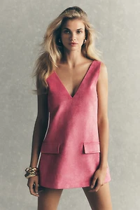 Mare Faux-Suede Sleeveless V-Neck Romper