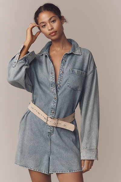 Good American Long-Sleeve Denim Romper
