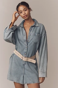 Good American Long-Sleeve Denim Romper