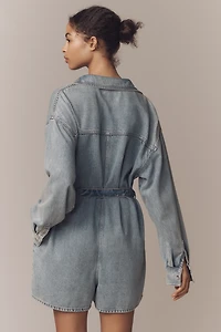 Good American Long-Sleeve Denim Romper