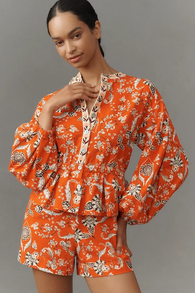 Farm Rio x Anthropologie Long-Sleeve Printed Romper | Hawthorn Mall