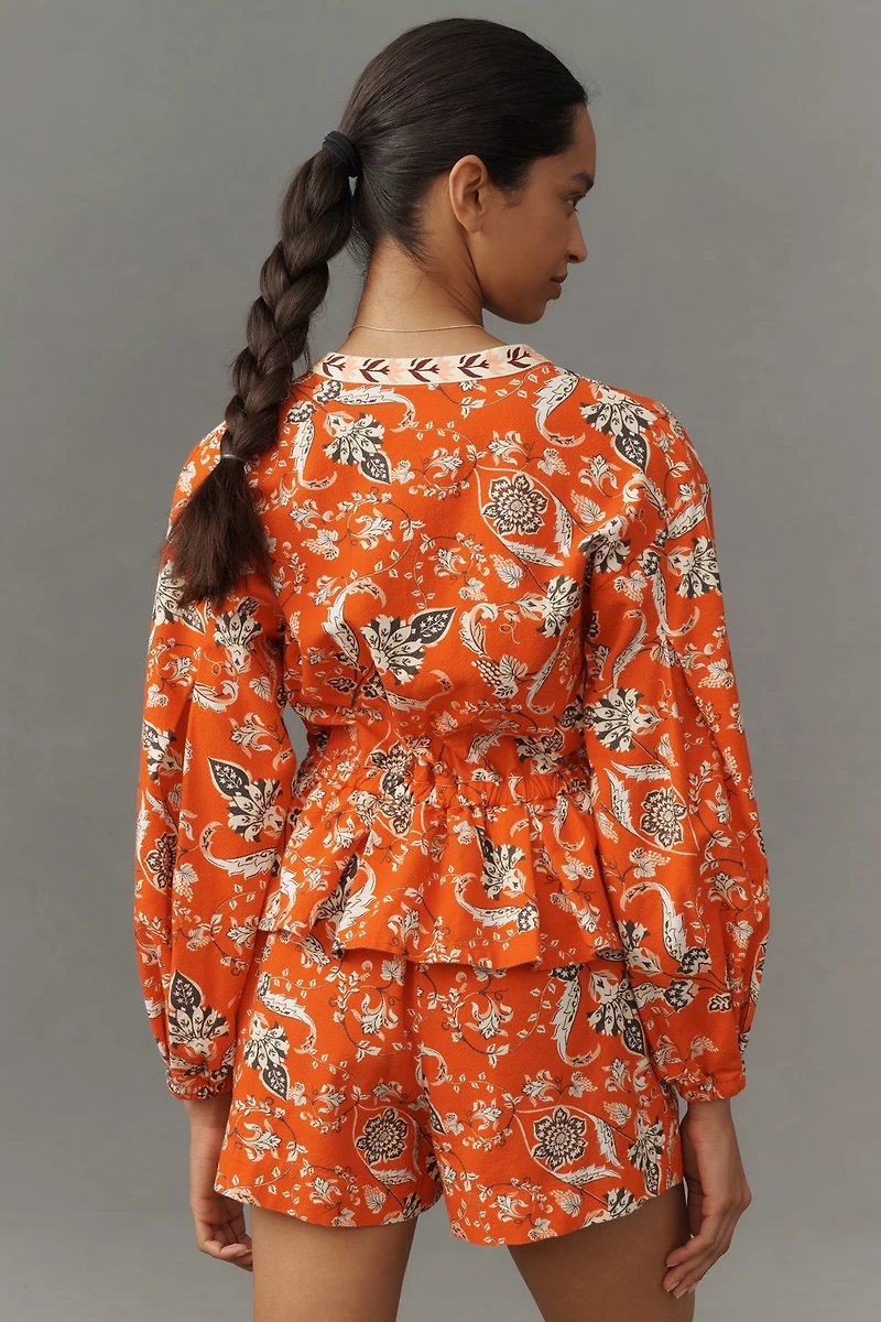 Farm Rio x Anthropologie Long-Sleeve Printed Romper