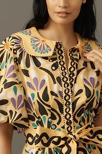 Farm Rio x Anthropologie Puff-Sleeve Printed Romper