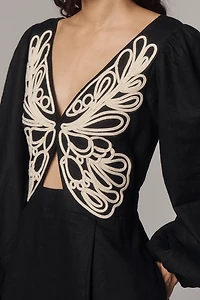 Farm Rio x Anthropologie Embroidered Long-Sleeve Romper