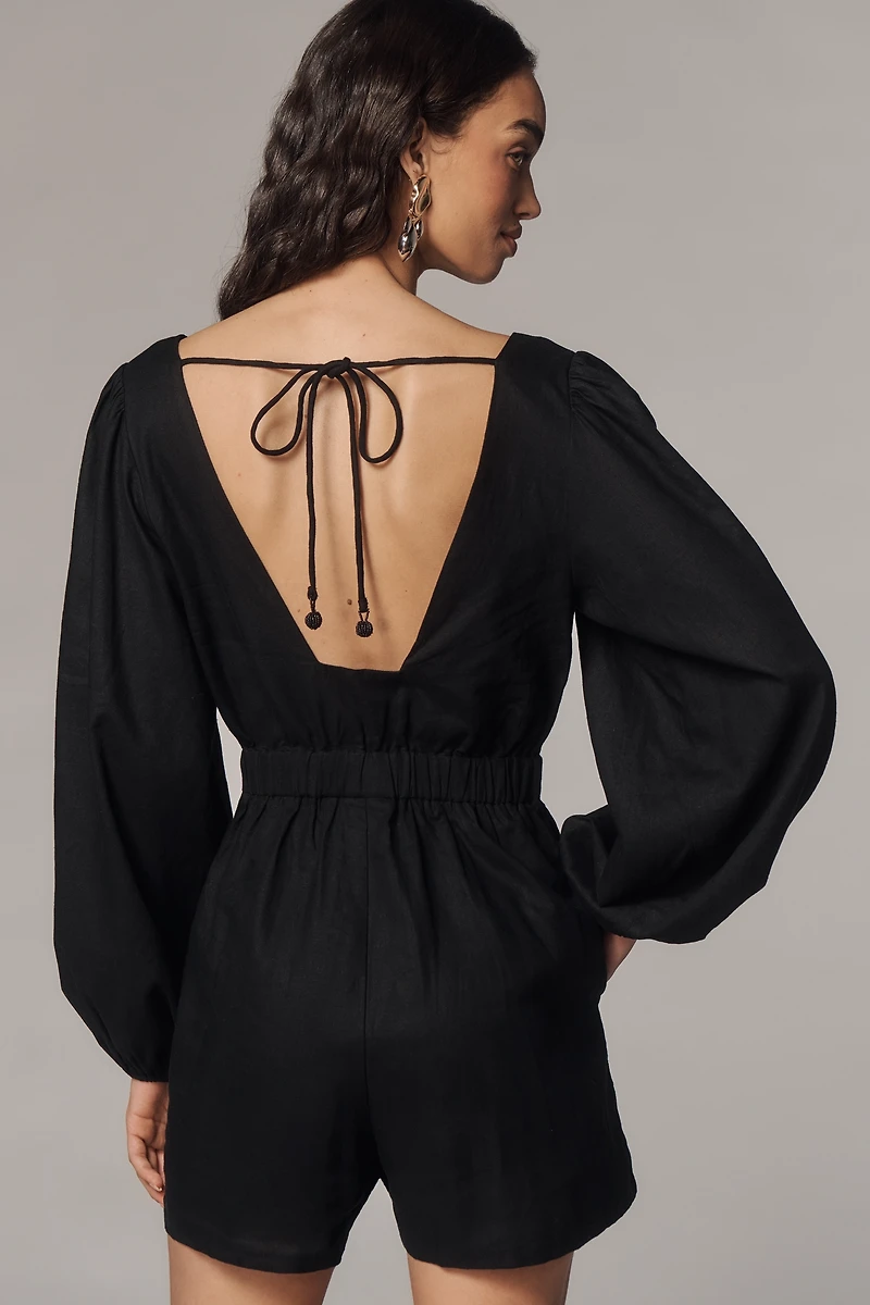 Farm Rio x Anthropologie Embroidered Long-Sleeve Romper