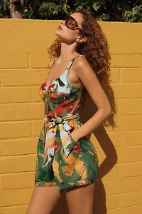 Farm Rio x Anthropologie Printed Tie-Belt Romper