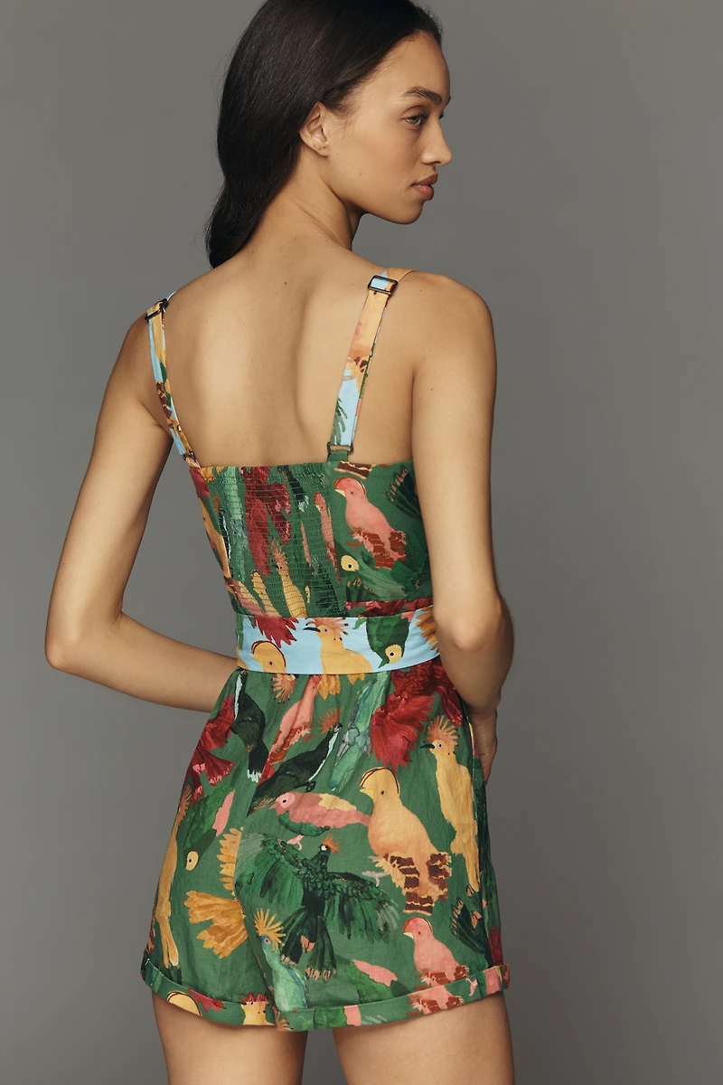 Farm Rio x Anthropologie Printed Tie-Belt Romper