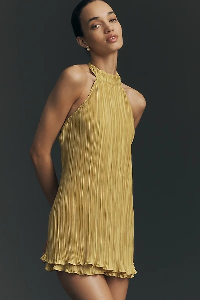 By Anthropologie Halter Plissé Romper