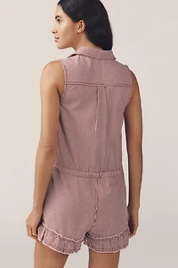 Pilcro Sleeveless Denim Drawstring Romper