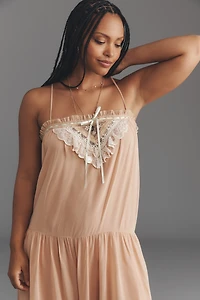 By Anthropologie Lace Square-Neck Romper