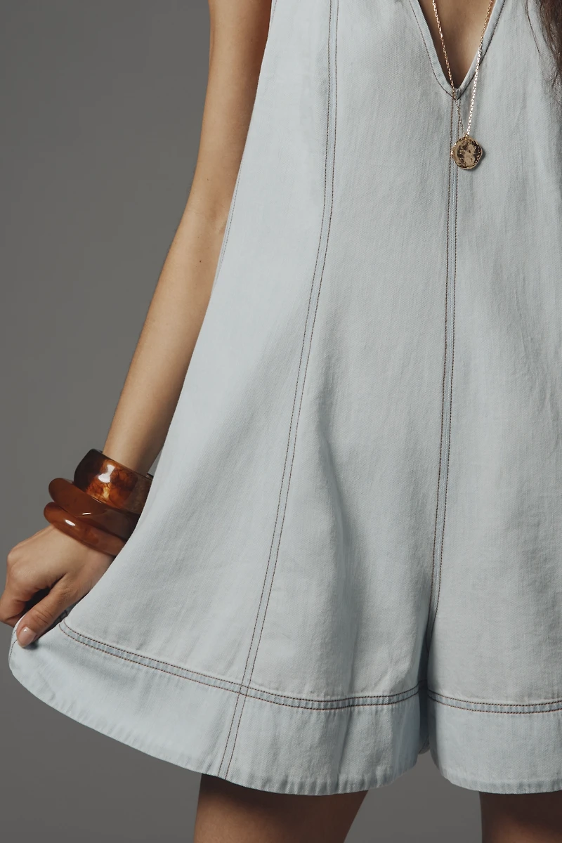 Maeve Denim Sleeveless Swing Romper