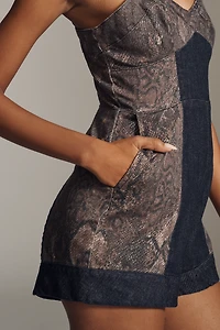 Pilcro Sleeveless Snake Print Denim Romper