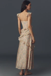 PAIGE Calabasas Sleeveless Ruffled Midi Dress