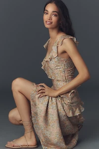 PAIGE Calabasas Sleeveless Ruffled Midi Dress