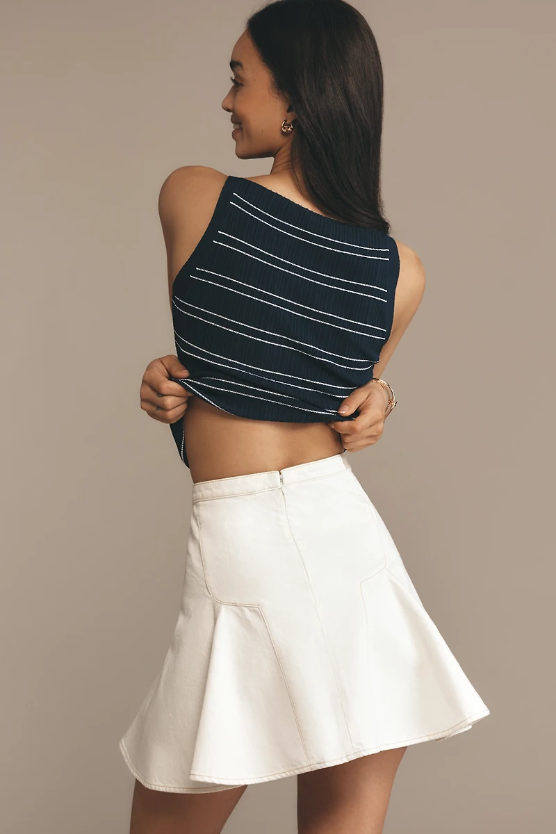 PAIGE Adaline Seamed Denim Mini Skirt