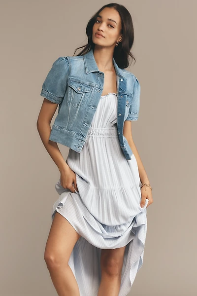 PAIGE Kendra Short-Sleeve Crop Denim Jacket