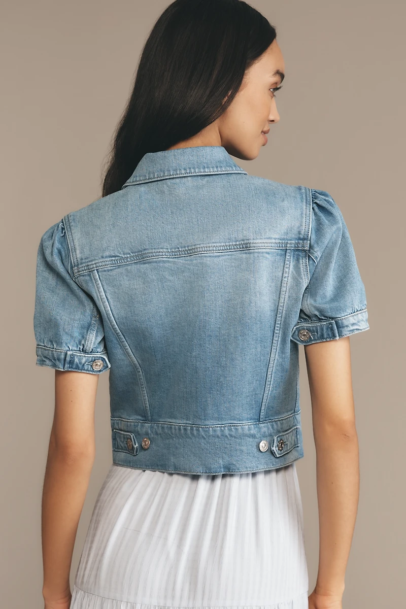 PAIGE Kendra Short-Sleeve Crop Denim Jacket