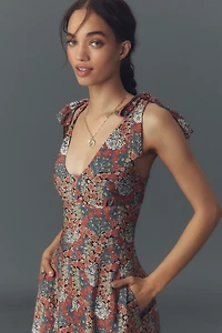 PAIGE Swindon Tie-Strap V-Neck Midi Dress