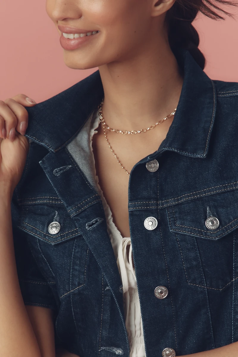PAIGE Kendra Short-Sleeve Denim Jacket