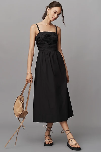 PAIGE Braylee Strapless Ruched Midi Dress