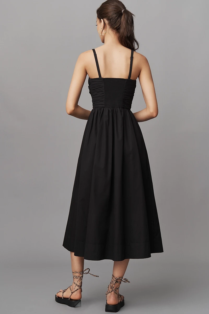 PAIGE Braylee Strapless Ruched Midi Dress