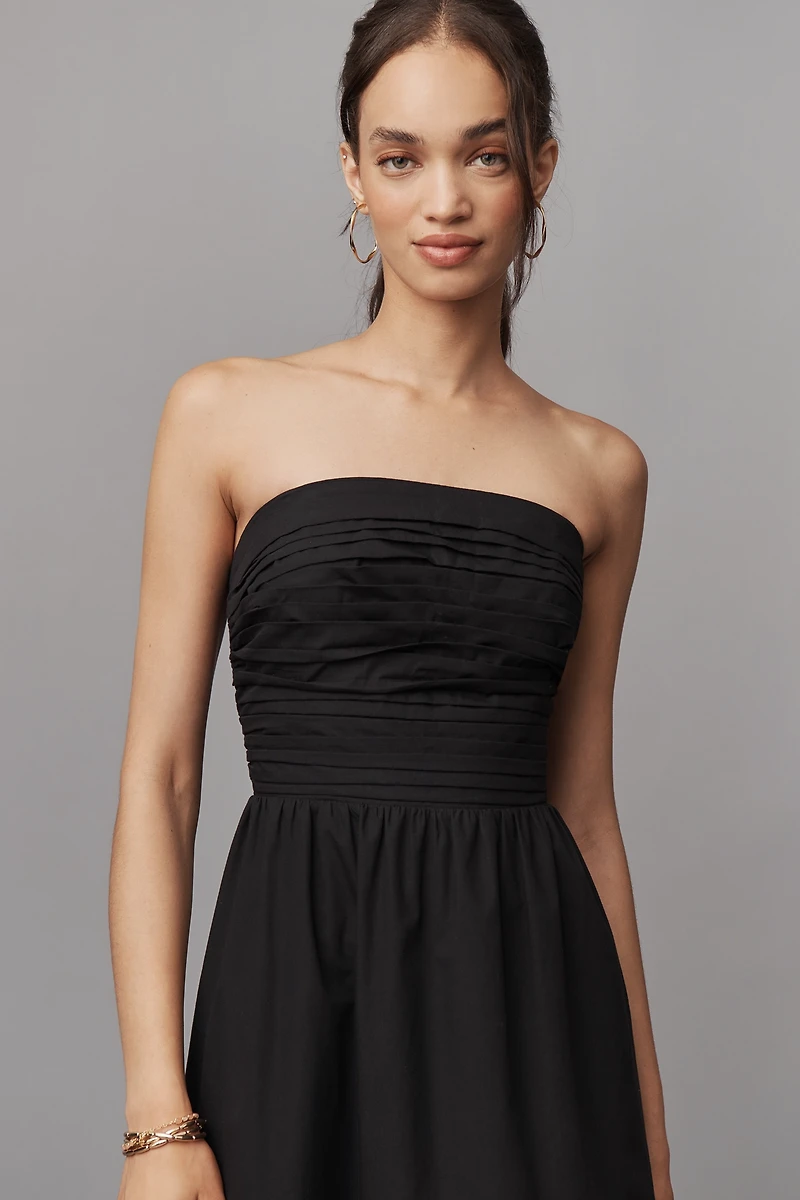 PAIGE Braylee Strapless Ruched Midi Dress