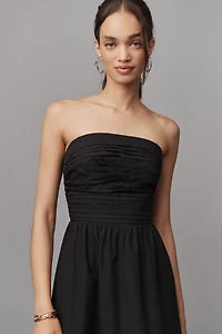 PAIGE Braylee Strapless Ruched Midi Dress