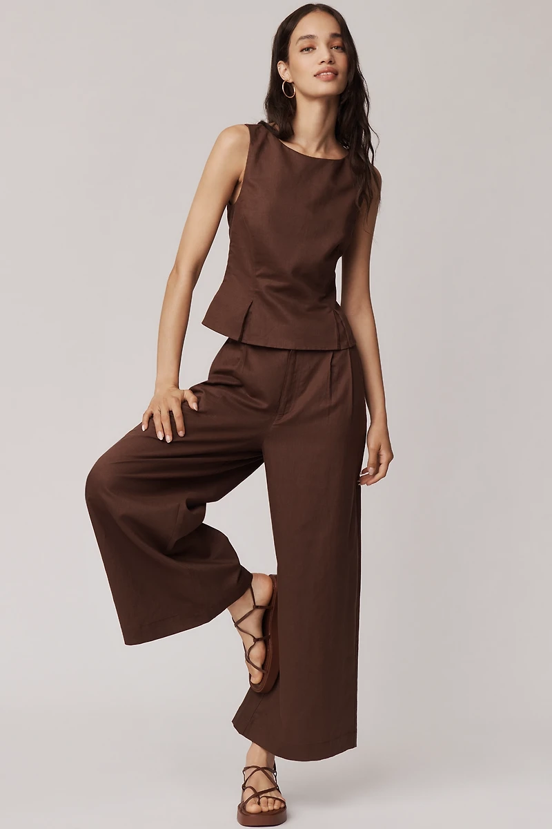 PAIGE Judith Linen Blend Boat-Neck Top