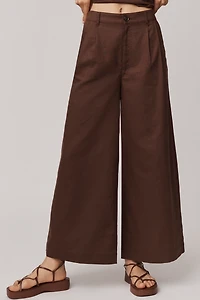 PAIGE Negroni Linen Blend High-Rise Crop Wide-Leg Pants