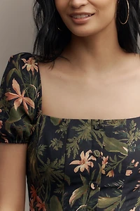 PAIGE Lindi Cap-Sleeve Square-Neck Midi Dress