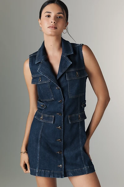 PAIGE Andria Sleeveless Collared Denim Mini Dress