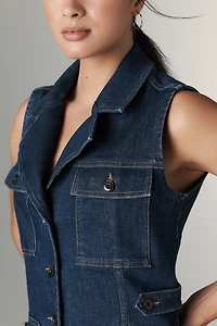 PAIGE Andria Sleeveless Collared Denim Mini Dress
