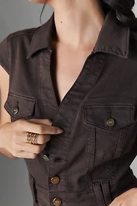 PAIGE Jaxsyn Cap-Sleeve Utility Mini Dress