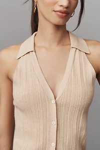PAIGE Noellia Silk Blend V-Neck Polo Sweater Tank